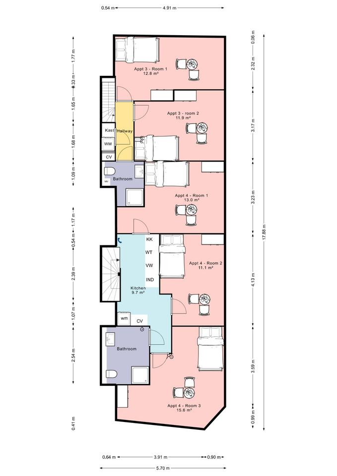 Kamer te huur in Rotterdam aan Bergweg – 1 kamers, 15 m²
