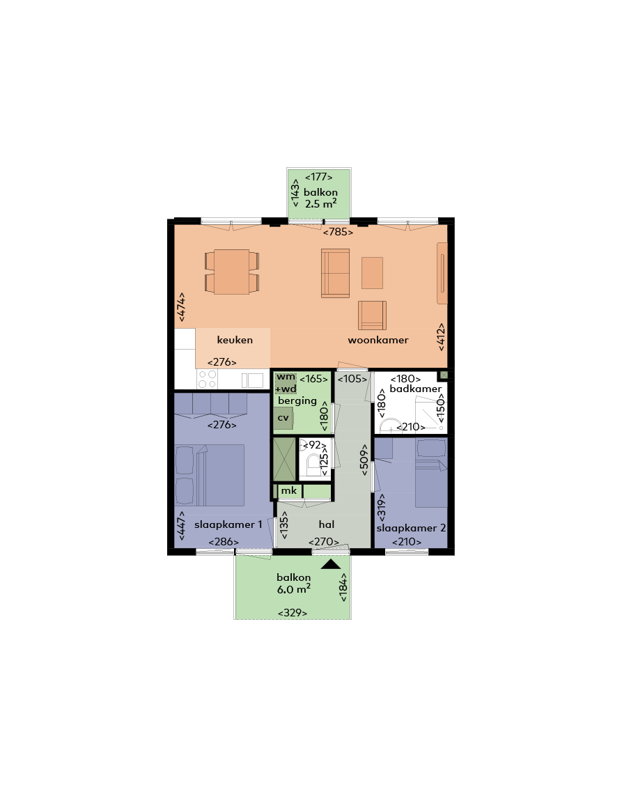 Appartement te huur in Utrecht aan Brusselplein 107 – 3 kamers, 73 m²